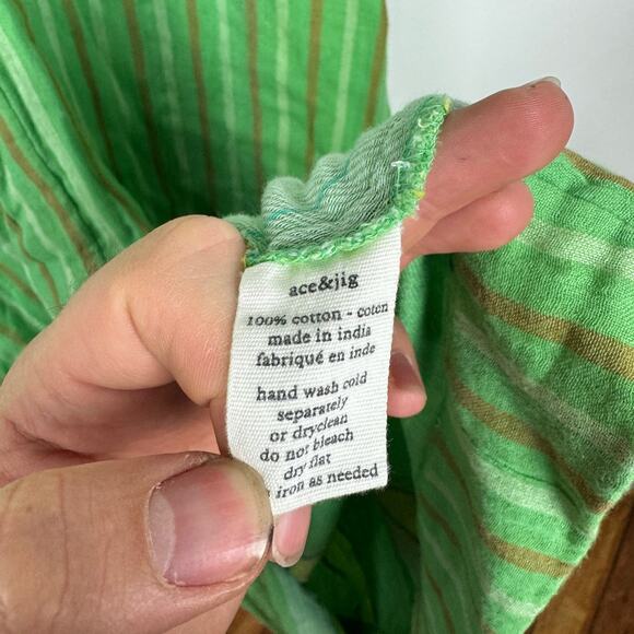 Ace & Jig Striped Cotton Sleeveless Center Slit Maxi Dress in Green Size Large - Picture 6 of 7